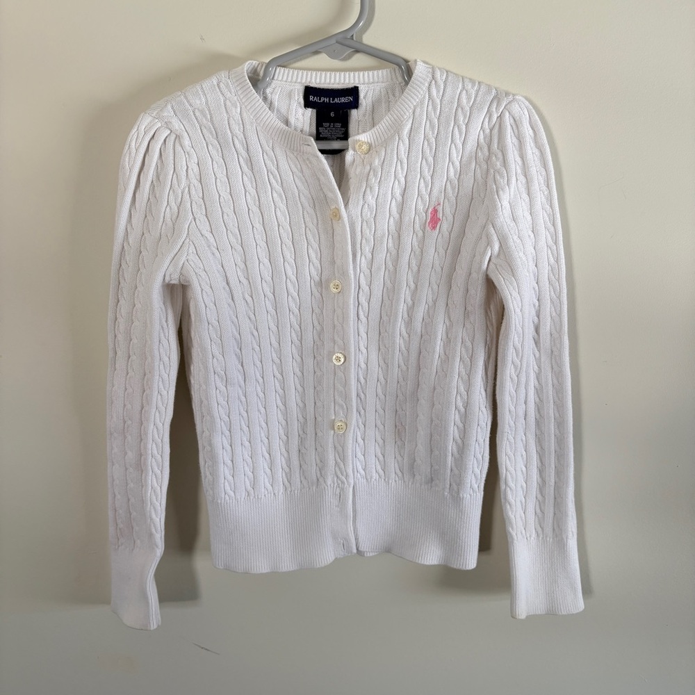 Ralph Lauren Kids White Cable Knit Sweater